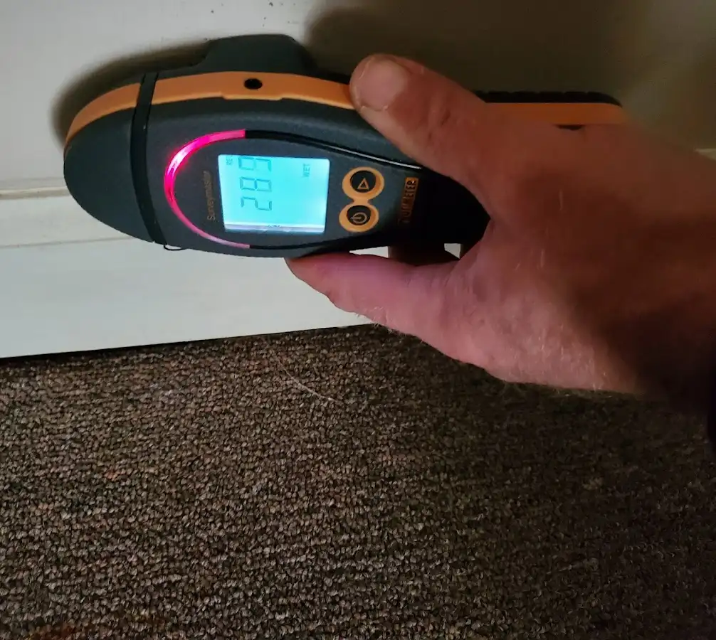 Moisture detection at baseboard during Mold Inspection & Testing in EspaÃ±ola